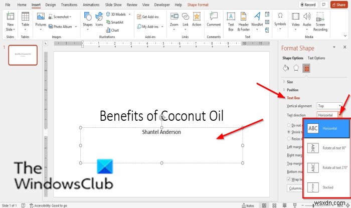Cách xoay hoặc thay đổi Hướng văn bản (Text Direction) trong PowerPoint