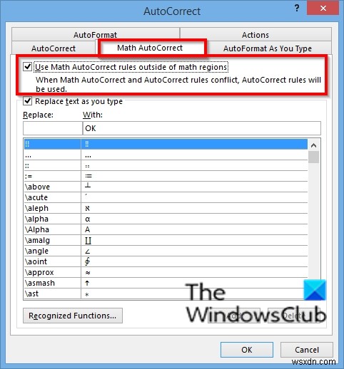 Cách bật Tự động sửa (AutoCorrect) cho Toán học trong Word