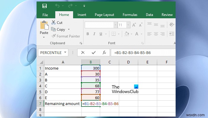 Cách trừ nhiều ô trong Excel
