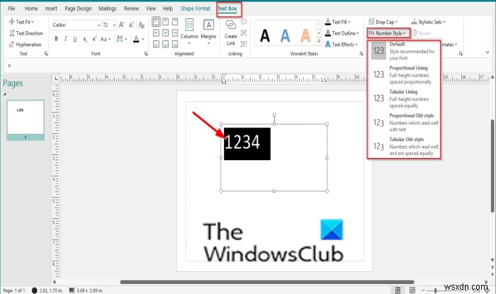 Cách áp dụng kiểu số (Number Style) trong Publisher