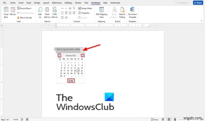 Cách chèn Date Picker Content Control (Bộ chọn ngày) vào Word