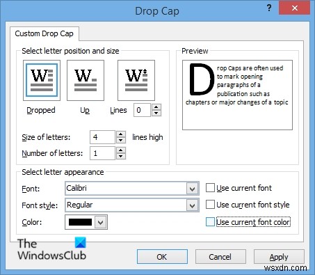 Cách tạo Drop Cap (Chữ cái đầu lớn) trong Microsoft Publisher