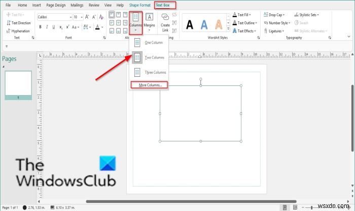 Cách thêm/xóa cột trong Text Box (Hộp văn bản) trong Publisher