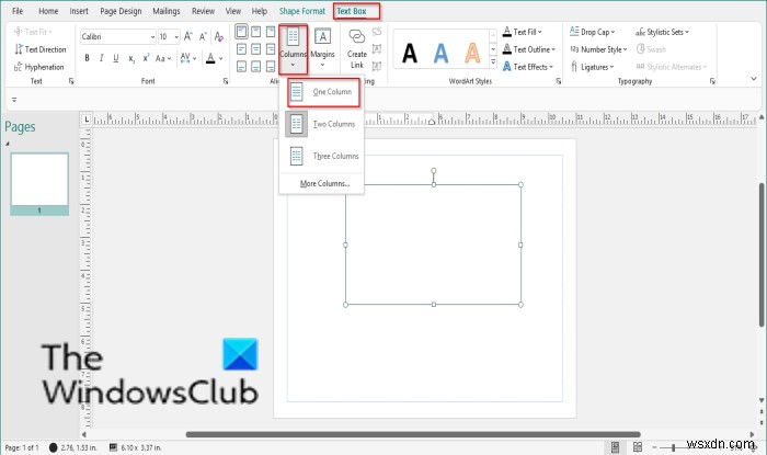 Cách thêm/xóa cột trong Text Box (Hộp văn bản) trong Publisher
