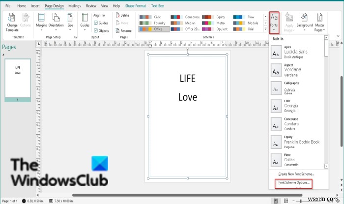 Cách áp dụng Font Schemes (Bố cục font) trong Publisher