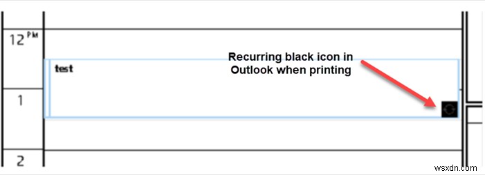 Loại bỏ biểu tượng đen khi in lịch Outlook