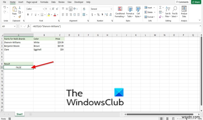 Cách dùng hàm NOT trong Microsoft Excel