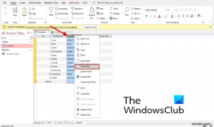 Cách Ẩn/Hiện Trường (Fields) và Thước (Rulers) trong Microsoft Access