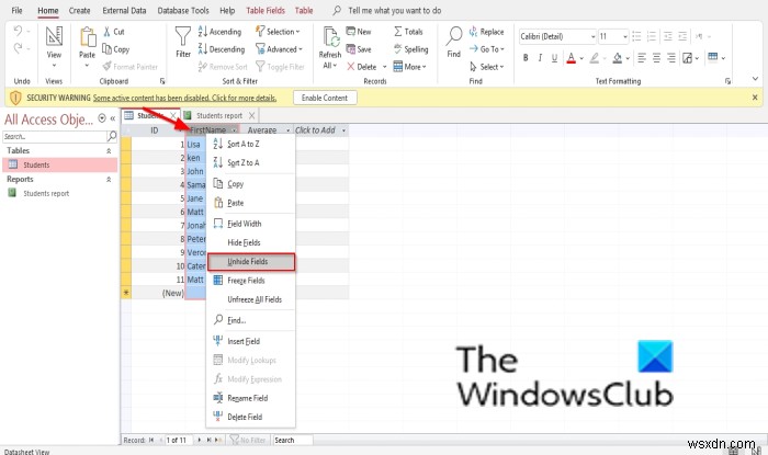 Cách Ẩn/Hiện Trường (Fields) và Thước (Rulers) trong Microsoft Access