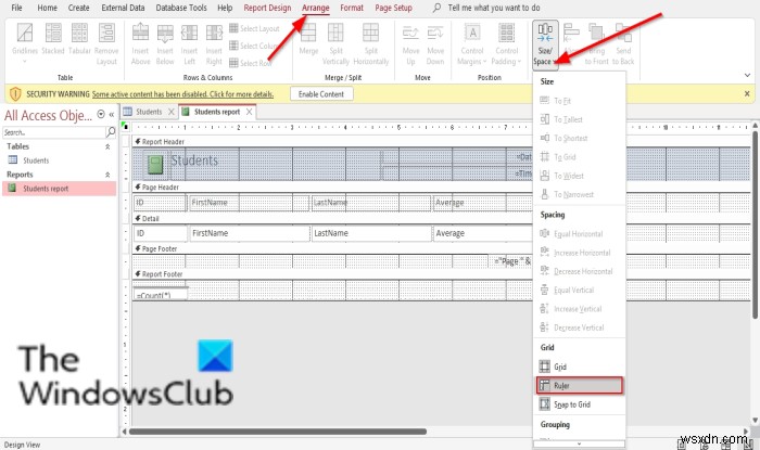Cách Ẩn/Hiện Trường (Fields) và Thước (Rulers) trong Microsoft Access