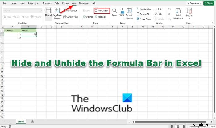 Cách Ẩn/Hiện Thanh công thức (Formula Bar) trong Excel