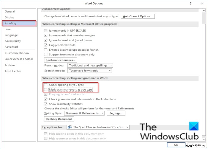 Cách tắt Kiểm tra chính tả (Spell Check) trong Office 365