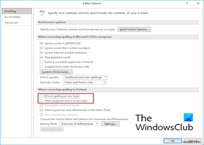 Cách tắt Kiểm tra chính tả (Spell Check) trong Office 365