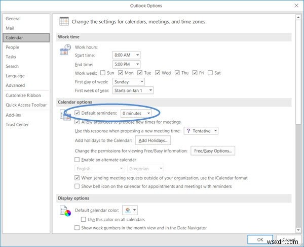 Cách dừng thông báo email Lịch (Calendar) trong Outlook