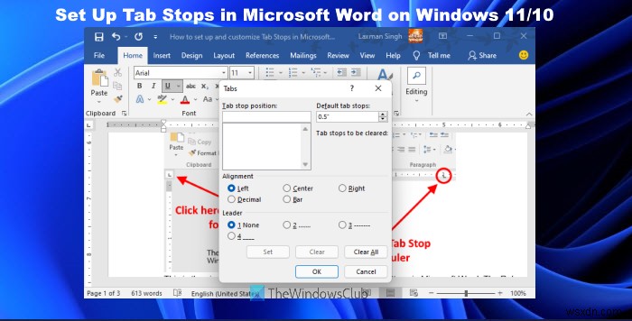 Cách thiết lập và sử dụng Tab Stops (Điểm dừng Tab) trong Microsoft Word