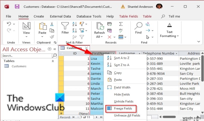 Cách đóng băng và bỏ đóng băng cột trong Microsoft Access