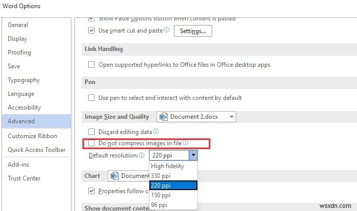 Giữ nguyên chất lượng ảnh khi lưu trong Word, Excel, PowerPoint