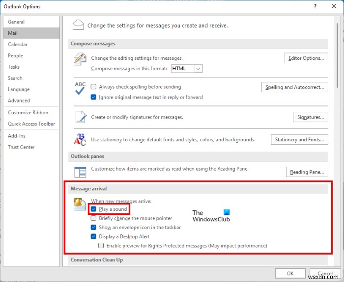 Khắc phục lỗi âm thanh thông báo email không hoạt động trong Outlook
