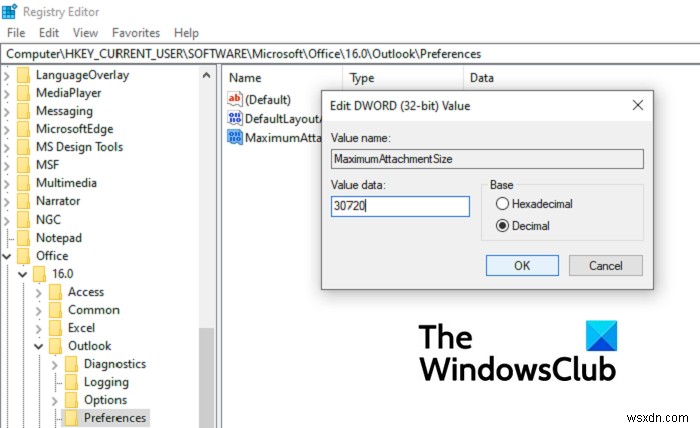 Cách tăng giới hạn kích thước đính kèm (Attachment Size Limit) trong Outlook