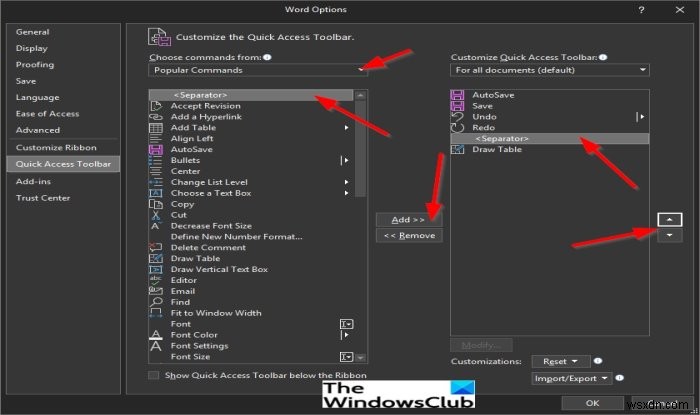 Cách tùy chỉnh Thanh công cụ Truy cập nhanh (Quick Access Toolbar) trong chương trình Office