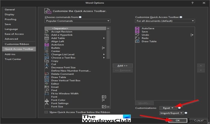 Cách tùy chỉnh Thanh công cụ Truy cập nhanh (Quick Access Toolbar) trong chương trình Office