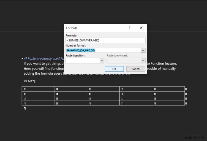 Cách thêm công thức vào bảng trong Microsoft Word