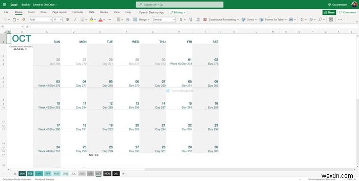Các mẫu Lịch tốt nhất cho Google Sheets và Excel Online