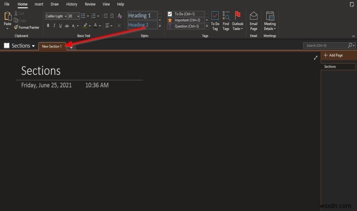 Cách thêm màu cho Section trong OneNote