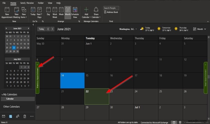 Cách thay đổi màu nền Lịch trong Outlook