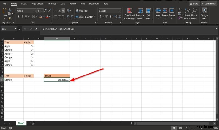 Cách dùng hàm DVAR trong Microsoft Excel