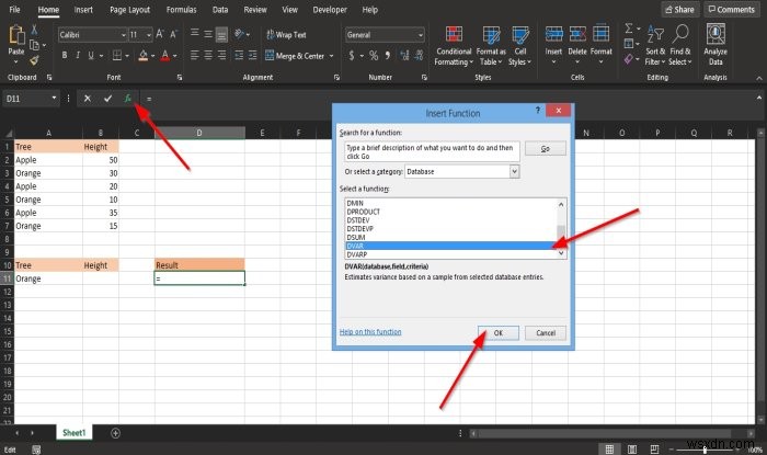 Cách dùng hàm DVAR trong Microsoft Excel