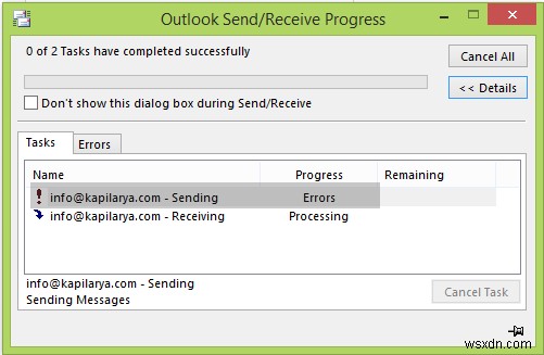 Email Outlook bị kẹt trong Hộp thư đi (Outbox) cho đến khi gửi thủ công
