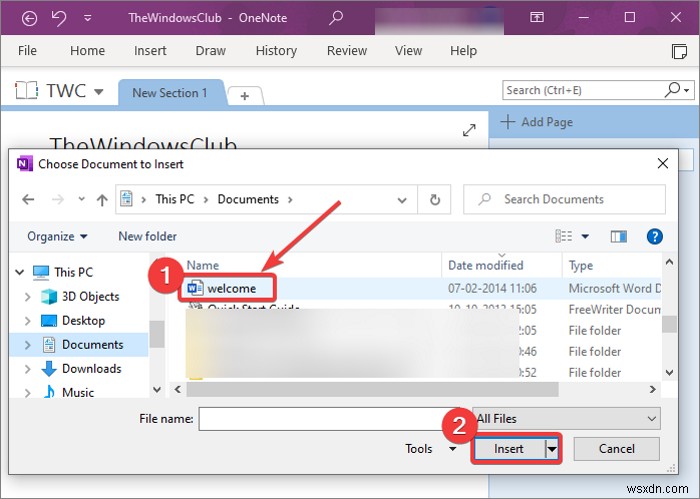 Cách chèn tài liệu Word vào ghi chú OneNote