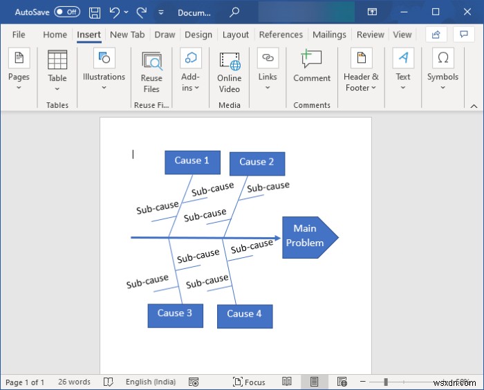 Cách tạo sơ đồ Xương cá (Fishbone Diagram) trong Microsoft Word