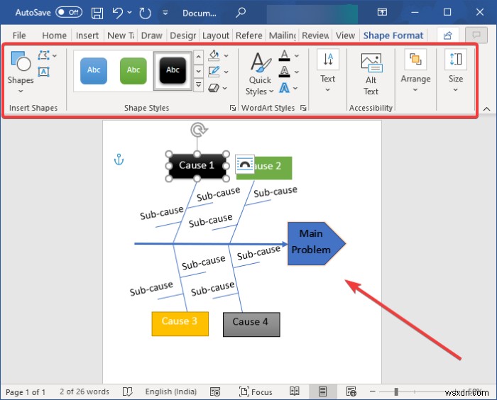 Cách tạo sơ đồ Xương cá (Fishbone Diagram) trong Microsoft Word