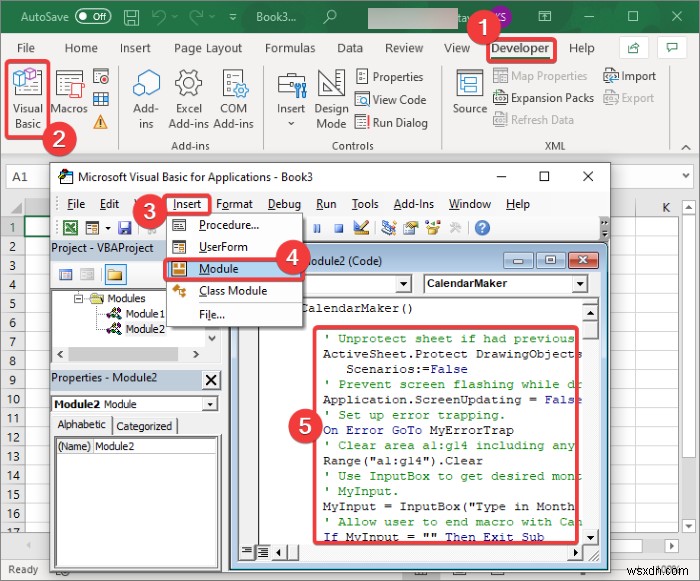 Cách tạo Lịch (Calendar) trong Microsoft Excel