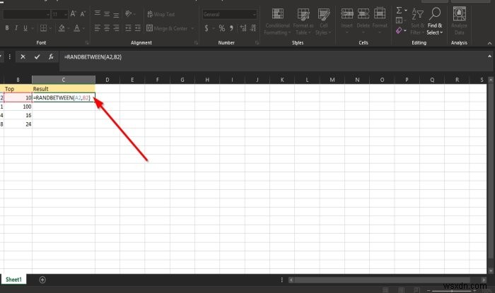 Cách sử dụng hàm RANDBETWEEN trong Excel