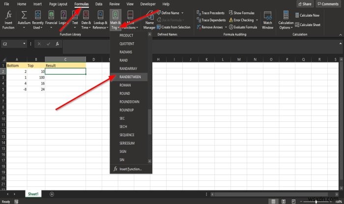 Cách sử dụng hàm RANDBETWEEN trong Excel