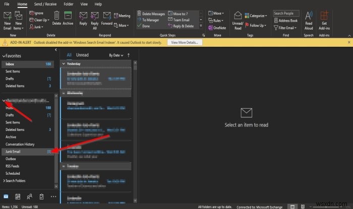 Cách làm rỗng thư mục Thư rác (Junk Email) trong Outlook