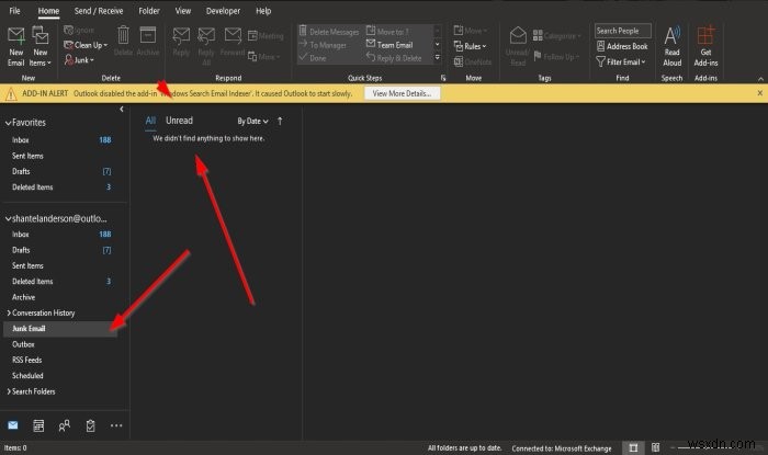 Cách làm rỗng thư mục Thư rác (Junk Email) trong Outlook