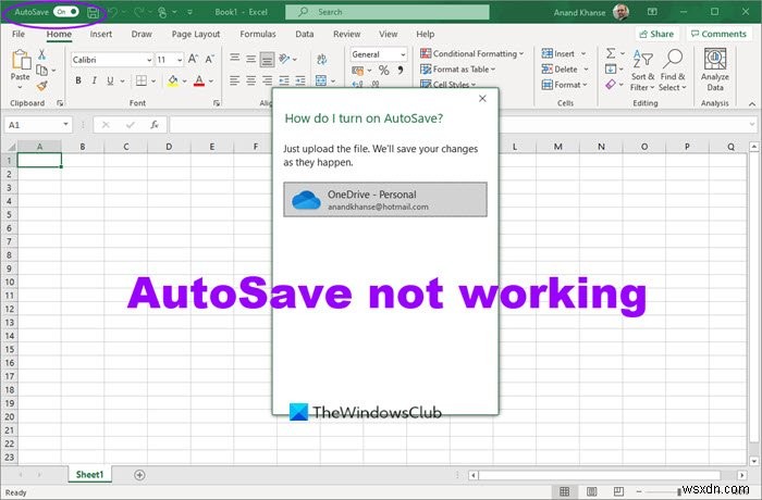 Khắc phục lỗi AutoSave không hoạt động trong Office Excel, Word hoặc PowerPoint