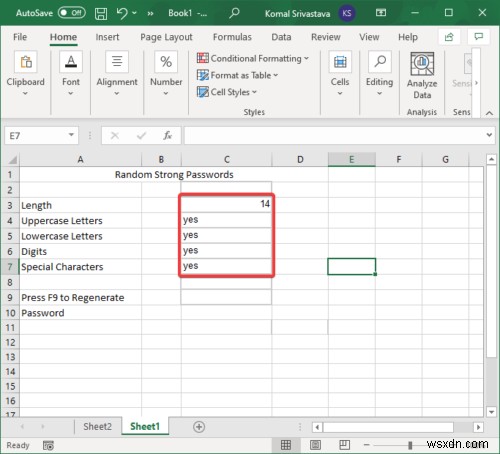 Cách tạo mật khẩu ngẫu nhiên mạnh trong Microsoft Excel