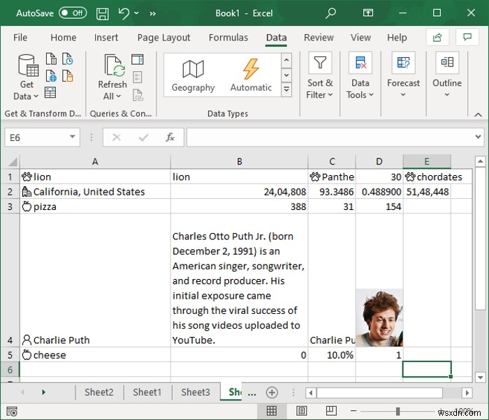 Cách sử dụng tính năng Kiểu dữ liệu tự động trong Microsoft Excel