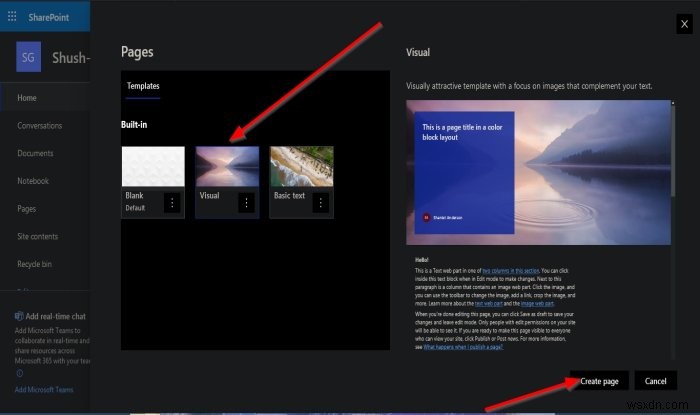 Cách tạo Trang cho trang SharePoint của bạn