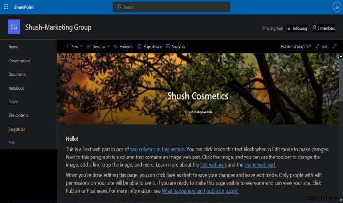 Cách tạo Trang cho trang SharePoint của bạn