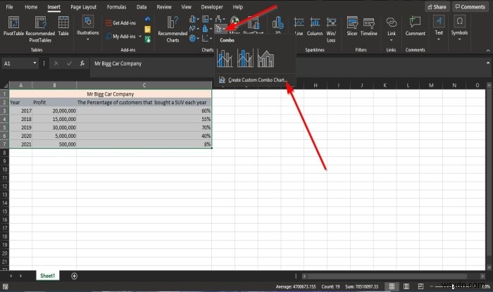 Cách tạo Biểu đồ kết hợp trong Microsoft Excel