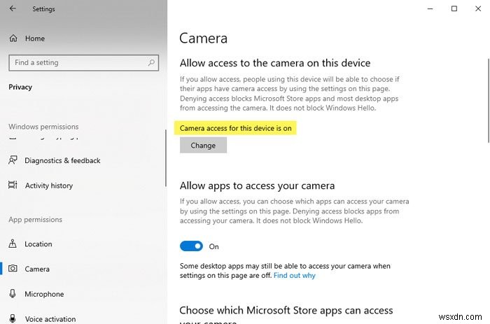 Camera Microsoft Teams bị xám hoặc không hoạt động
