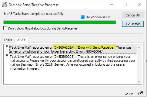 Lỗi đồng bộ cấu trúc thư mục, Error 80041004 trong Outlook