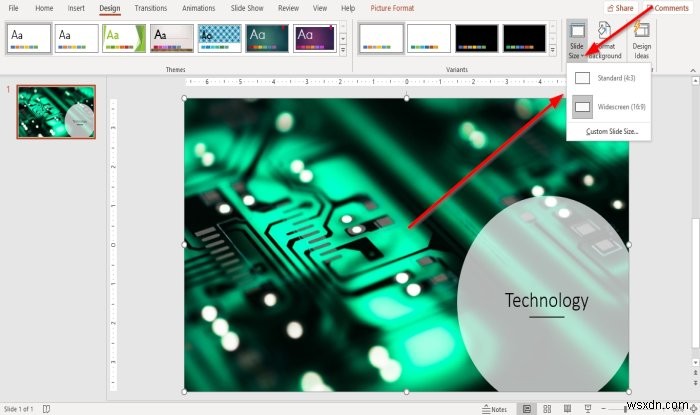 Cách thay đổi kích thước và định hướng Slide trong PowerPoint