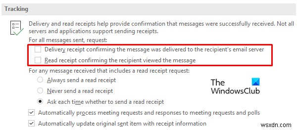 Cách bật và yêu cầu xác nhận giao đọc hoặc đọc đã xem trong Outlook